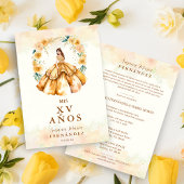 Sophisticated Floral Garland Spanish Photo Mis XV Kaart