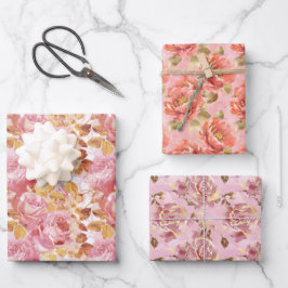 Sophisticated Floral in roze en Paarse tinten Inpakpapier Vel