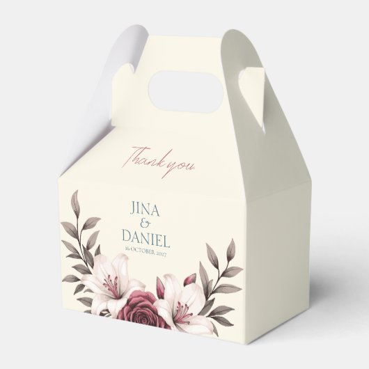 Sophisticated Floral Micro-Wedding Suite Bedankdoosjes (Voorkant Zijde)