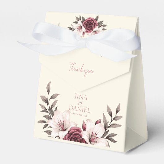 Sophisticated Floral Micro-Wedding Suite Bedankdoosjes (Voorkant Zijde)
