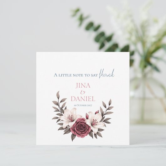 Sophisticated Floral Micro-Wedding Suite Bedankkaart (Staand voorkant)