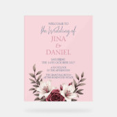 Sophisticated Floral Micro-Wedding Suite (Roze) Acryl Bord (Voorkant)