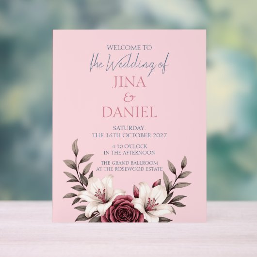 Sophisticated Floral Micro-Wedding Suite (Roze) Acryl Bord (Neutraal)