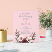 Sophisticated Floral Micro-Wedding Suite (Roze) Acryl Bord (Huwelijk)