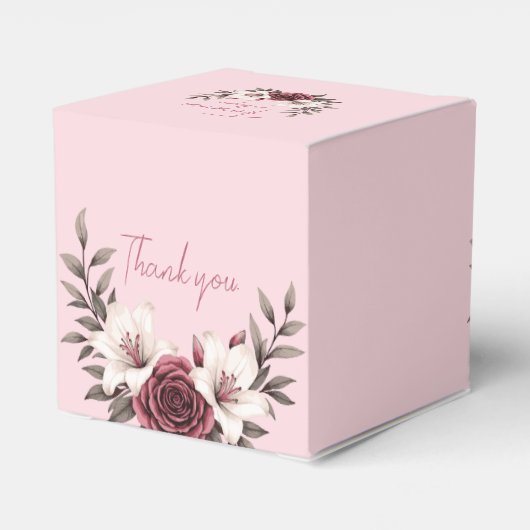 Sophisticated Floral Micro-Wedding Suite (Roze) Bedankdoosjes (Achterkant)