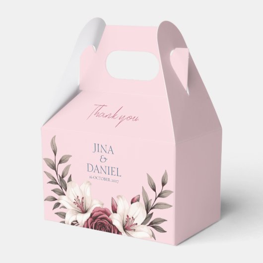 Sophisticated Floral Micro-Wedding Suite (Roze) Bedankdoosjes (Voorkant Zijde)