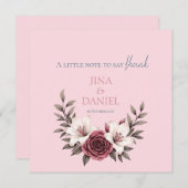 Sophisticated Floral Micro-Wedding Suite (Roze) Bedankkaart (Voorkant / Achterkant)