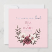 Sophisticated Floral Micro-Wedding Suite (Roze) Bedankkaart (Voorkant)