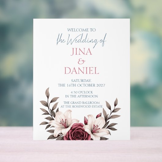 Sophisticated Floral Micro-Wedding Suite (wit) Acryl Bord (Neutraal)