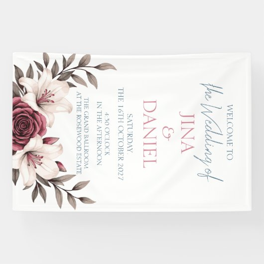 Sophisticated Floral Micro-Wedding Suite (wit) Spandoek (Horizontaal)