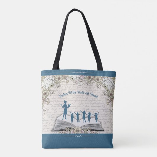  Sophisticated Floral Script Teacher Appreciation Tote Bag (Achterkant)