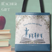  Sophisticated Floral Script Teacher Appreciation Tote Bag