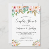 Sophisticated Floral Wedding Couples Douche Kaart (Voorkant)