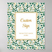 Sophisticated Forest Green Gold Foliage Wedding Poster (Voorkant)