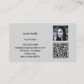 Sophisticated Foto Initialen Grijs & Zwart Persoon Visitekaartje (Achterkant)