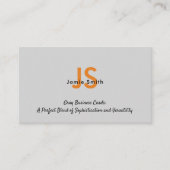 Sophisticated Foto Initialen Grijs & Zwart Persoon Visitekaartje (Voorkant)