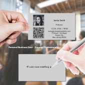 Sophisticated Foto QR Code Persoonlijk Bericht Gri Visitekaartje