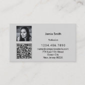 Sophisticated Foto QR Code Persoonlijk Bericht Gri Visitekaartje (Voorkant)