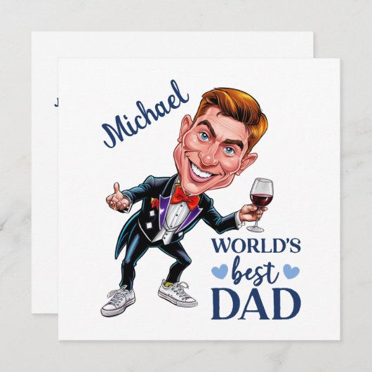 Sophisticated & Fun Dad Karikatuur Keepsake Feestdagenkaart (Voorkant / Achterkant)