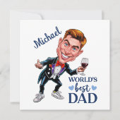 Sophisticated & Fun Dad Karikatuur Keepsake Feestdagenkaart (Voorkant)