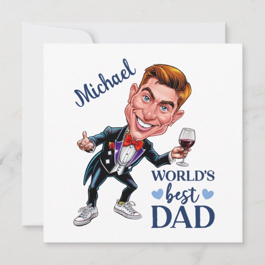 Sophisticated & Fun Dad Karikatuur Keepsake Feestdagenkaart (Voorkant)