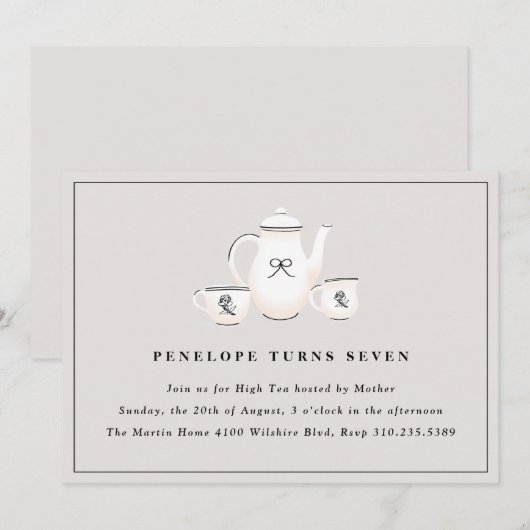 Sophisticated Girls High Tea Verjaardagsfeest Kaart (Voorkant / Achterkant)