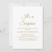 Sophisticated Gold Calligraphy Surprise Party Kaart (Voorkant)