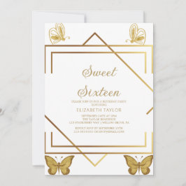 Sophisticated Gold Calligraphy Sweet Sixteen Kaart