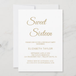 Sophisticated Gold Calligraphy Sweet Sixteen Kaart