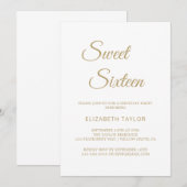 Sophisticated Gold Calligraphy Sweet Sixteen Kaart (Voorkant / Achterkant)
