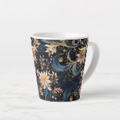 Sophisticated Gold Flowers On Navy Blue Latte Mok (Rechterhoek)