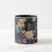 Sophisticated Gold Flowers On Navy Blue Mok (Midden)