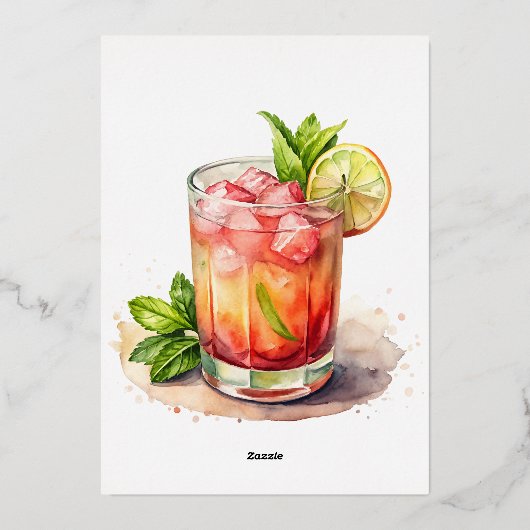 Sophisticated Gold-Foiled Cocktail Menu (Achterkant)