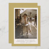 Sophisticated Gold Full Photo Elegant Afstuderen Aankondiging (Voorkant / Achterkant)