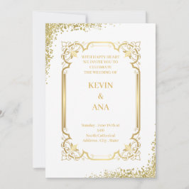 Sophisticated Gold huwelijksuitnodigingen Kaart