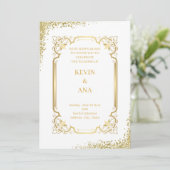 Sophisticated Gold huwelijksuitnodigingen Kaart (Staand voorkant)