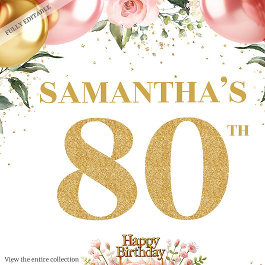 Sophisticated Gold Number 80th Birthday Petal Bag Medium Cadeauzakje