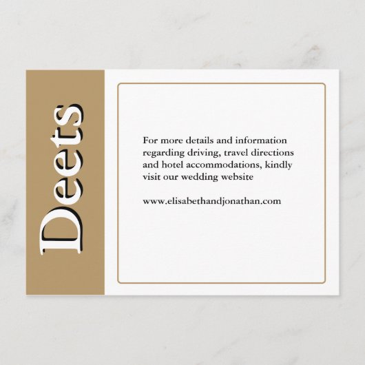 Sophisticated Gold Serif Wedding Stijlvol Modern Informatiekaartje (Voorkant)