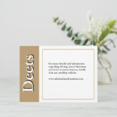 Sophisticated Gold Serif Wedding Stijlvol Modern Informatiekaartje (Staand voorkant)
