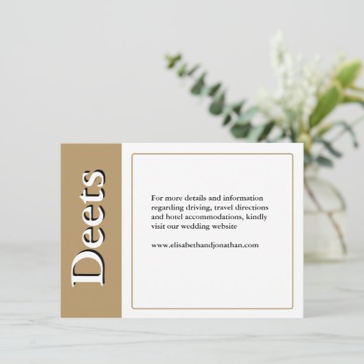 Sophisticated Gold Serif Wedding Stijlvol Modern Informatiekaartje (Staand voorkant)