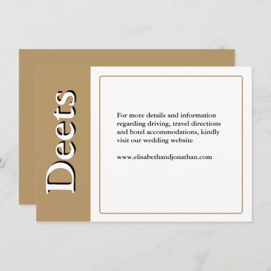 Sophisticated Gold Serif Wedding Stijlvol Modern Informatiekaartje (Voorkant / Achterkant)