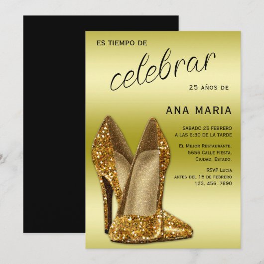 Sophisticated Gold Spanish Feminine Birthday  Kaart (Voorkant / Achterkant)