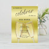 Sophisticated Gold Spanish Feminine Birthday  Kaart (Staand voorkant)