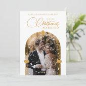 Sophisticated Golden Dome Photo First Christmas Feestdagenkaart (Staand voorkant)