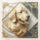 Sophisticated Golden Retriever Marble Elegance Glazen Onderzetter (Voorkant)
