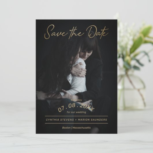 Sophisticated Golden Script Photo LGTB Wedding (Staand voorkant)