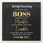 Sophisticated goud & zwart Boss waardering Glazen Onderzetter (Voorkant)