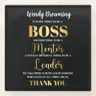 Sophisticated goud & zwart Boss waardering Glazen Onderzetter