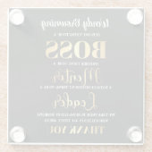 Sophisticated goud & zwart Boss waardering Glazen Onderzetter (Achterkant)