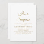 Sophisticated Gouden Calligraphy Verrassingsfeestj Kaart (Voorkant / Achterkant)